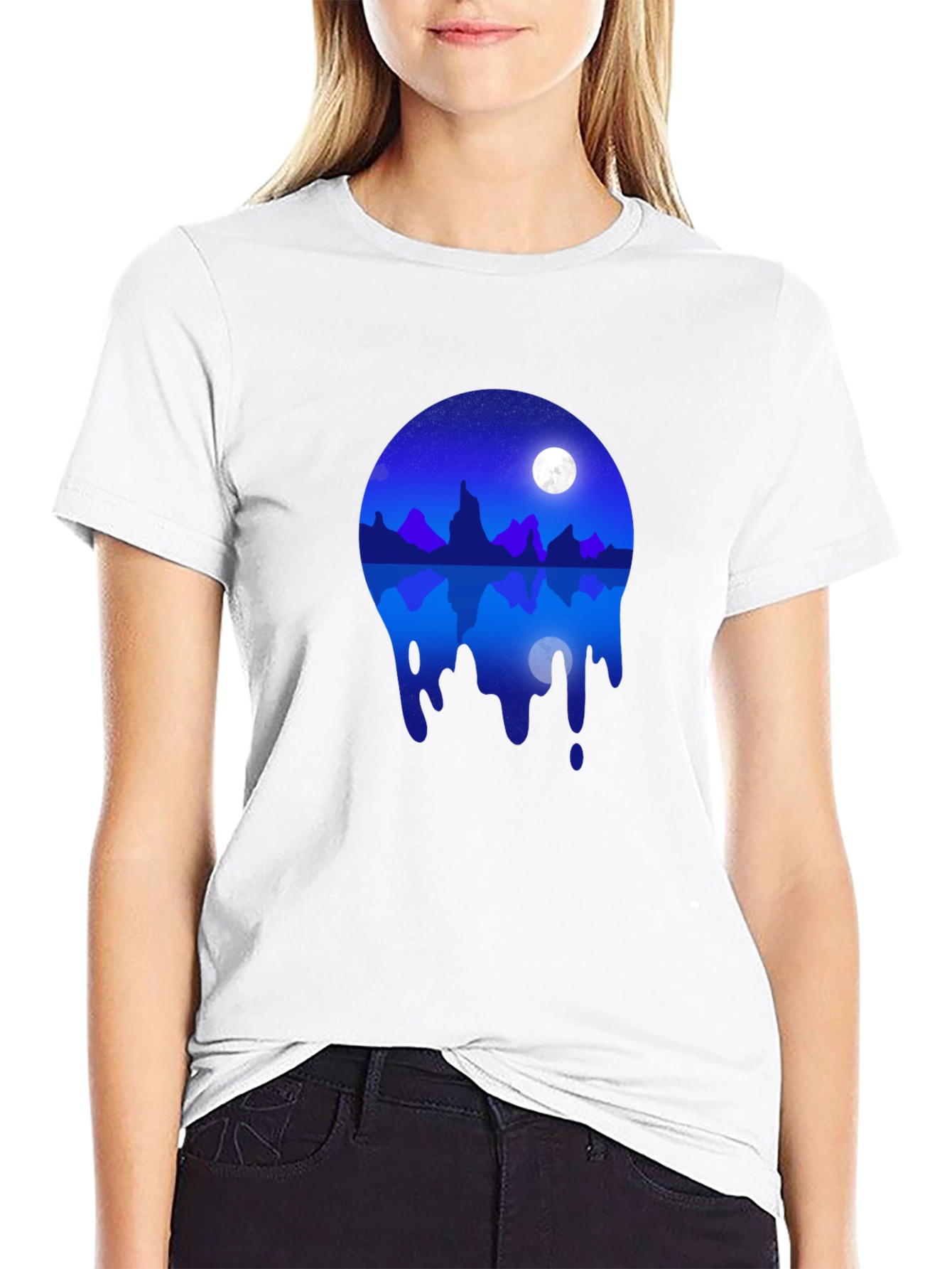 Night Sky Mountain Reflection Graphic T-Shirt