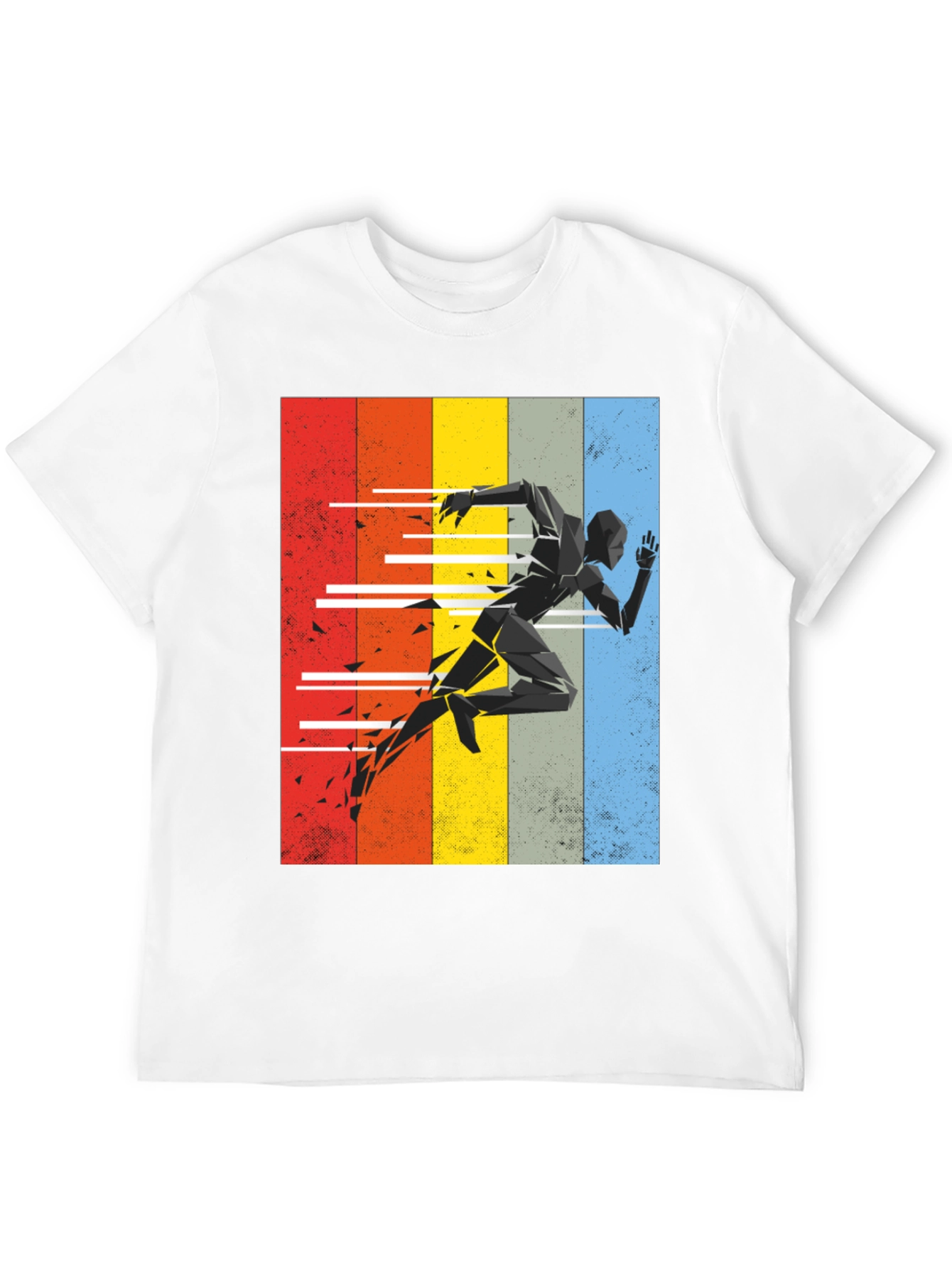 Geometric Runner Graphic Tee - Retro Style