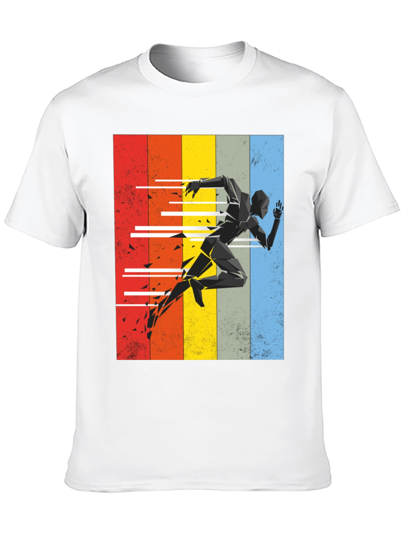 Geometric Runner Graphic Tee - Retro Style