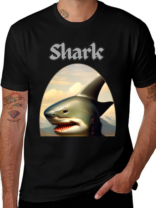 Shark Graphic Tee - Black Novelty T-Shirt