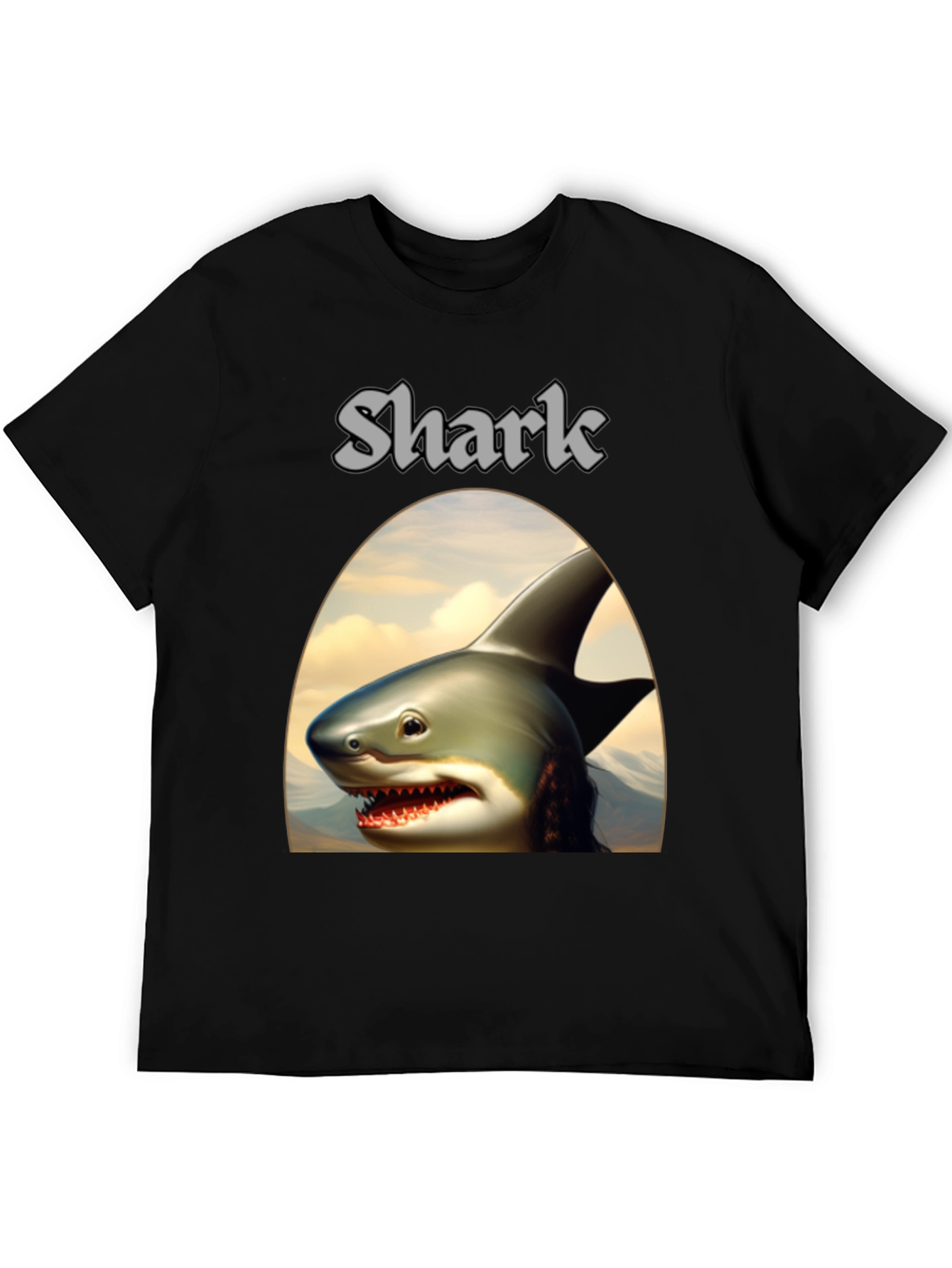 Shark Graphic Tee - Black Novelty T-Shirt