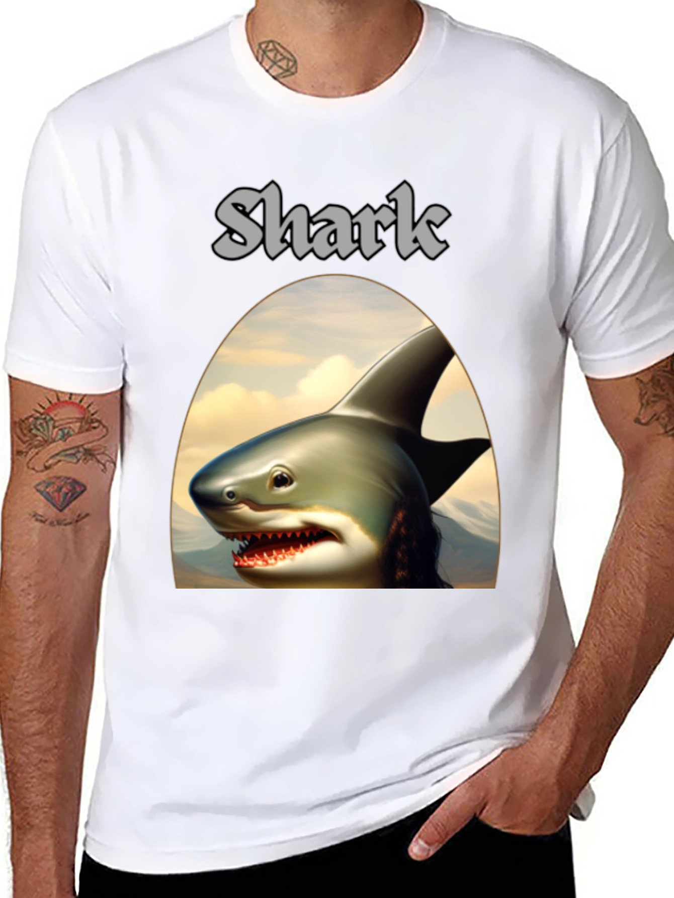 Shark Graphic Tee - Black Novelty T-Shirt