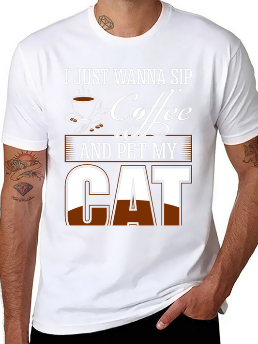 Coffee and Cat Lover T-Shirt - Soft Black Tee