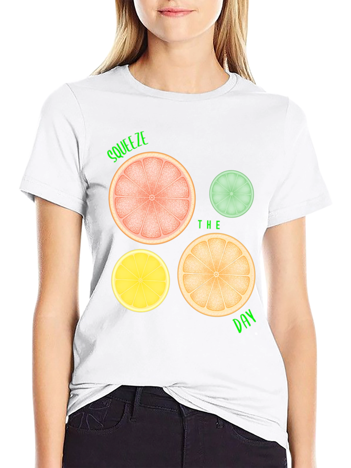 Squeeze the Day Graphic Tee - Citrus Fruit Design