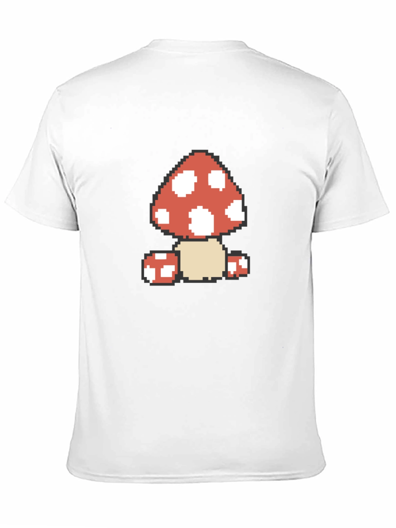Pixel Mushroom Graphic Tee - Black Cotton Casual Shirt