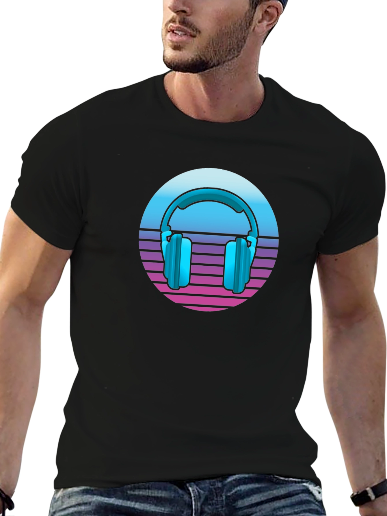 Retro Headphones T-Shirt - Synthwave Style!