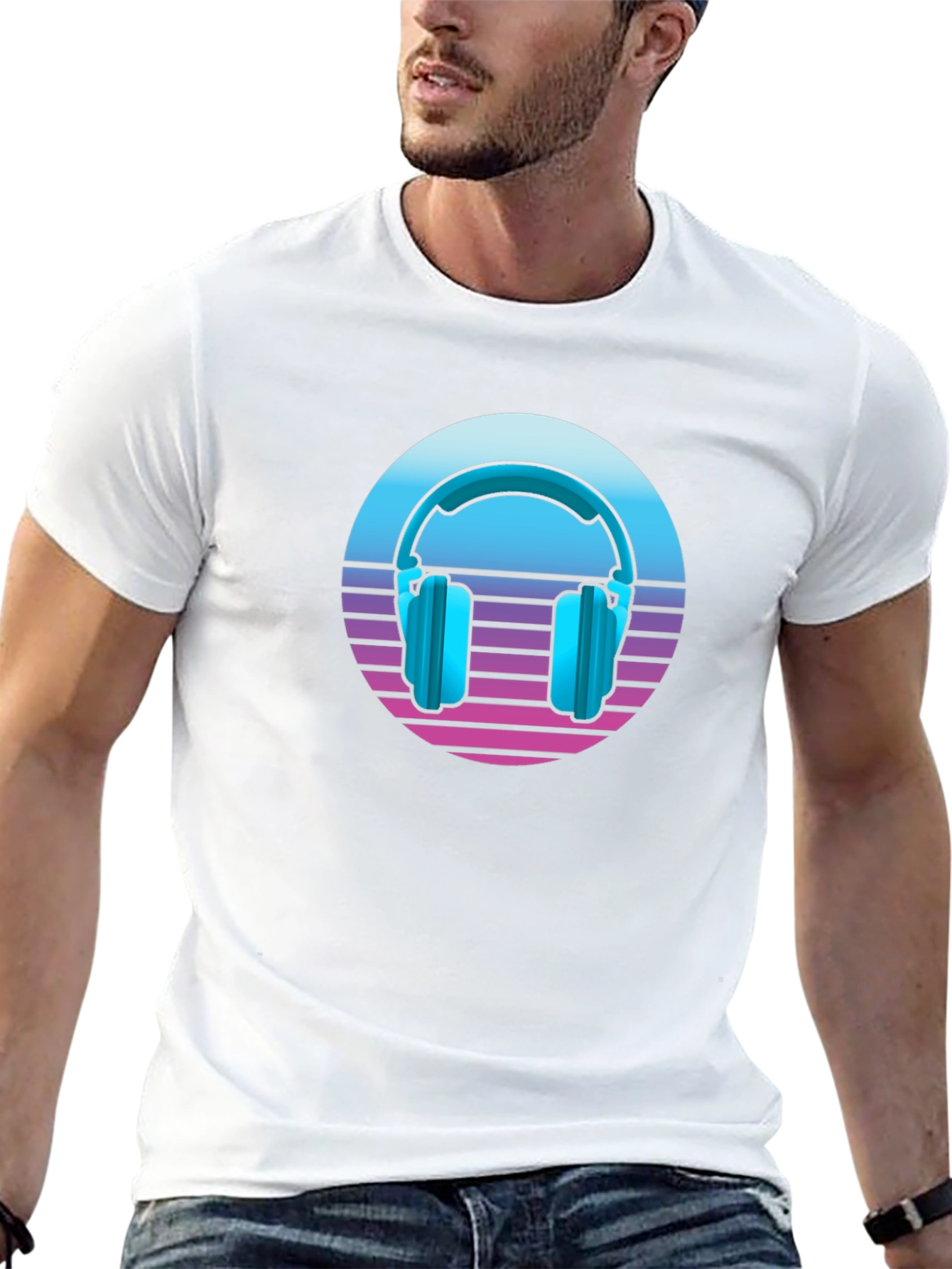Retro Headphones T-Shirt - Synthwave Style!
