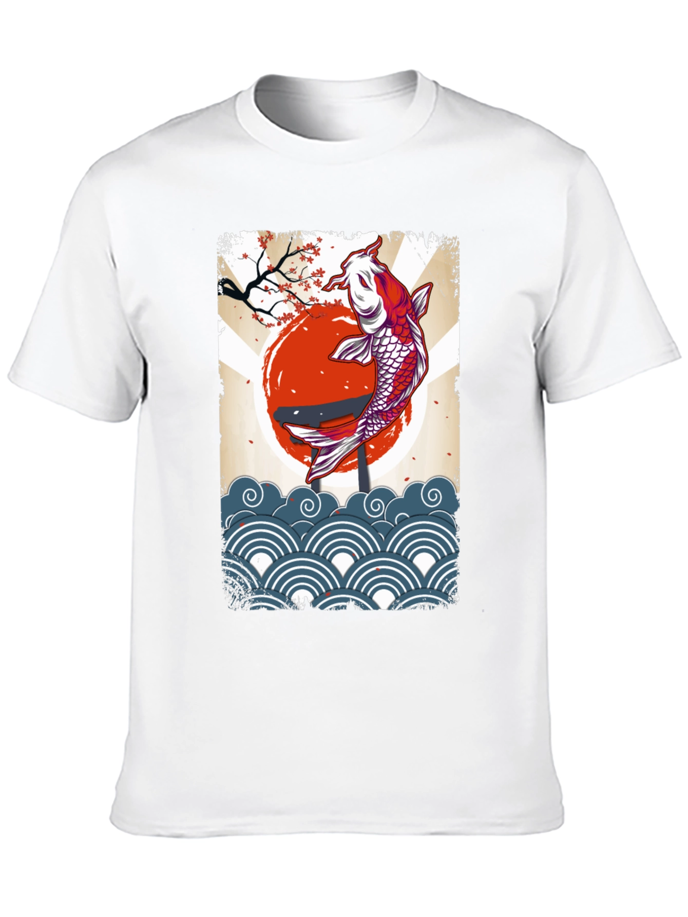 Koi Fish Graphic Tee - Black Cotton T-Shirt