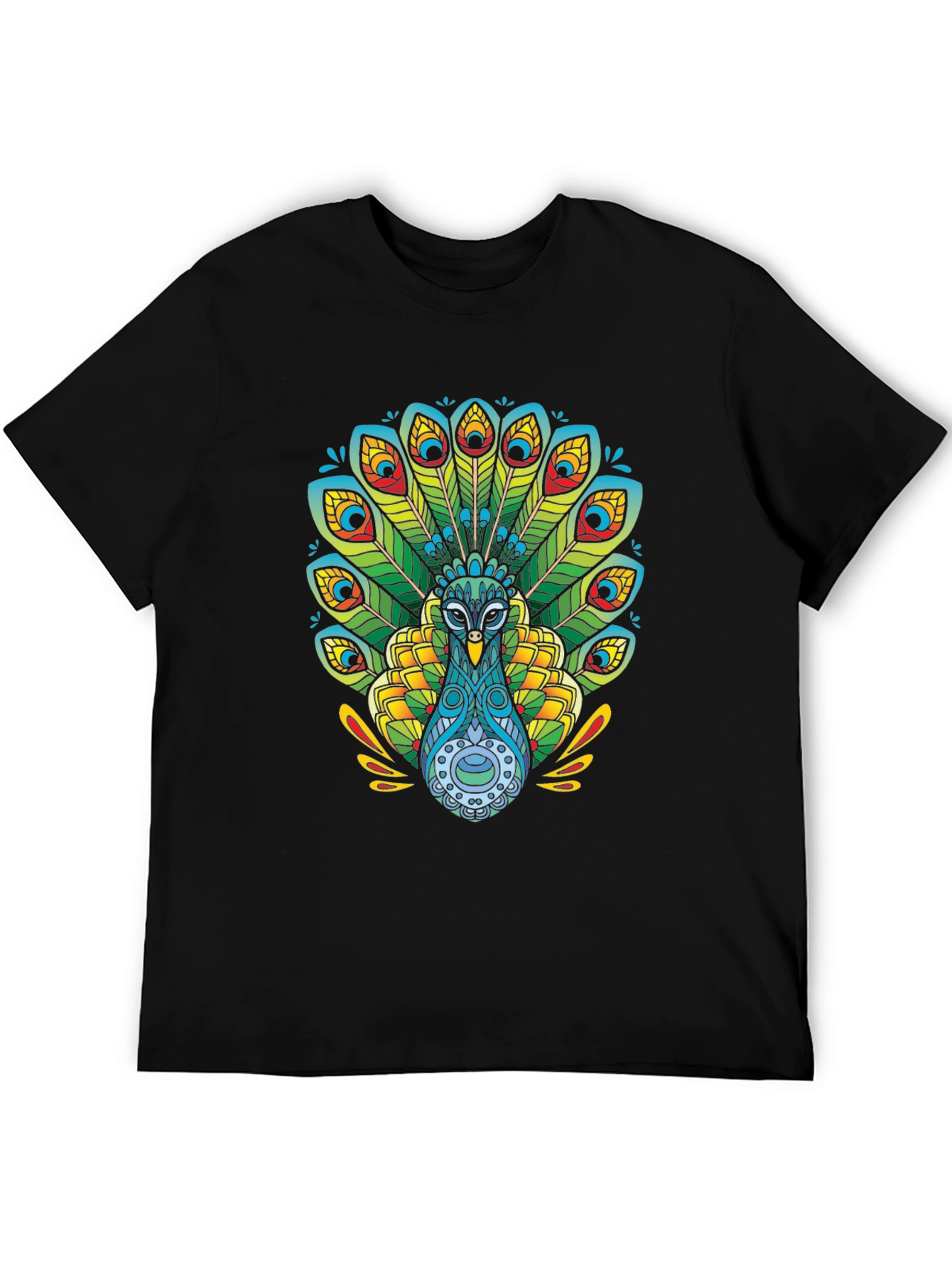 Peacock Graphic T-Shirt - Black Cotton Tee
