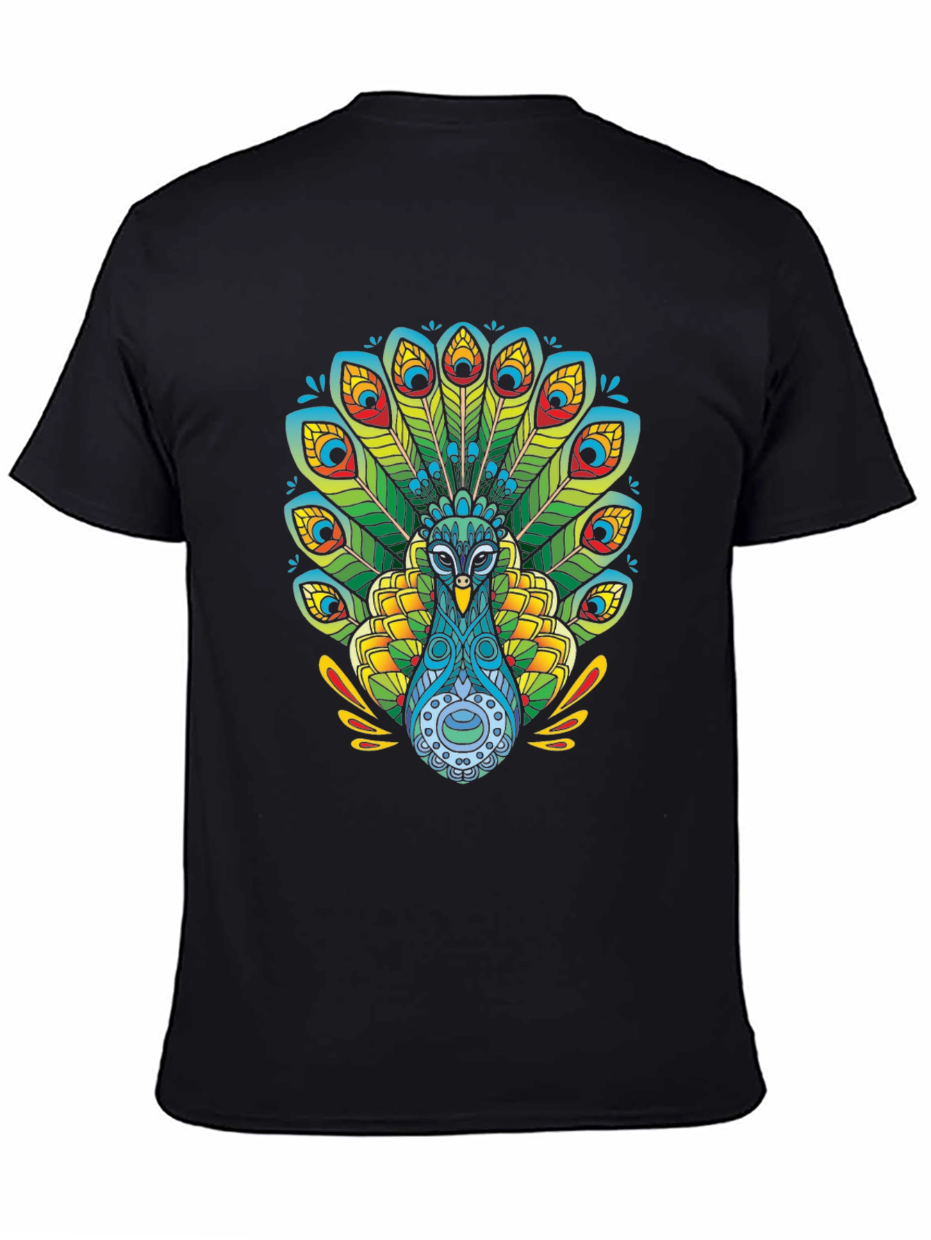Peacock Graphic T-Shirt - Black Cotton Tee