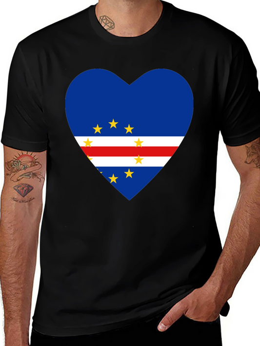 Cape Verde Flag Heart T-Shirt Love Cabo Verde