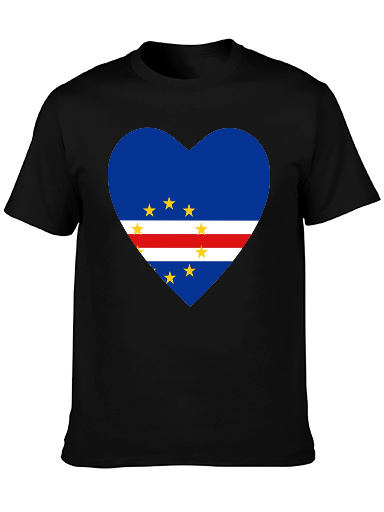 Cape Verde Flag Heart T-Shirt Love Cabo Verde