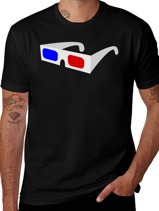 3D Glasses Graphic Black T-Shirt