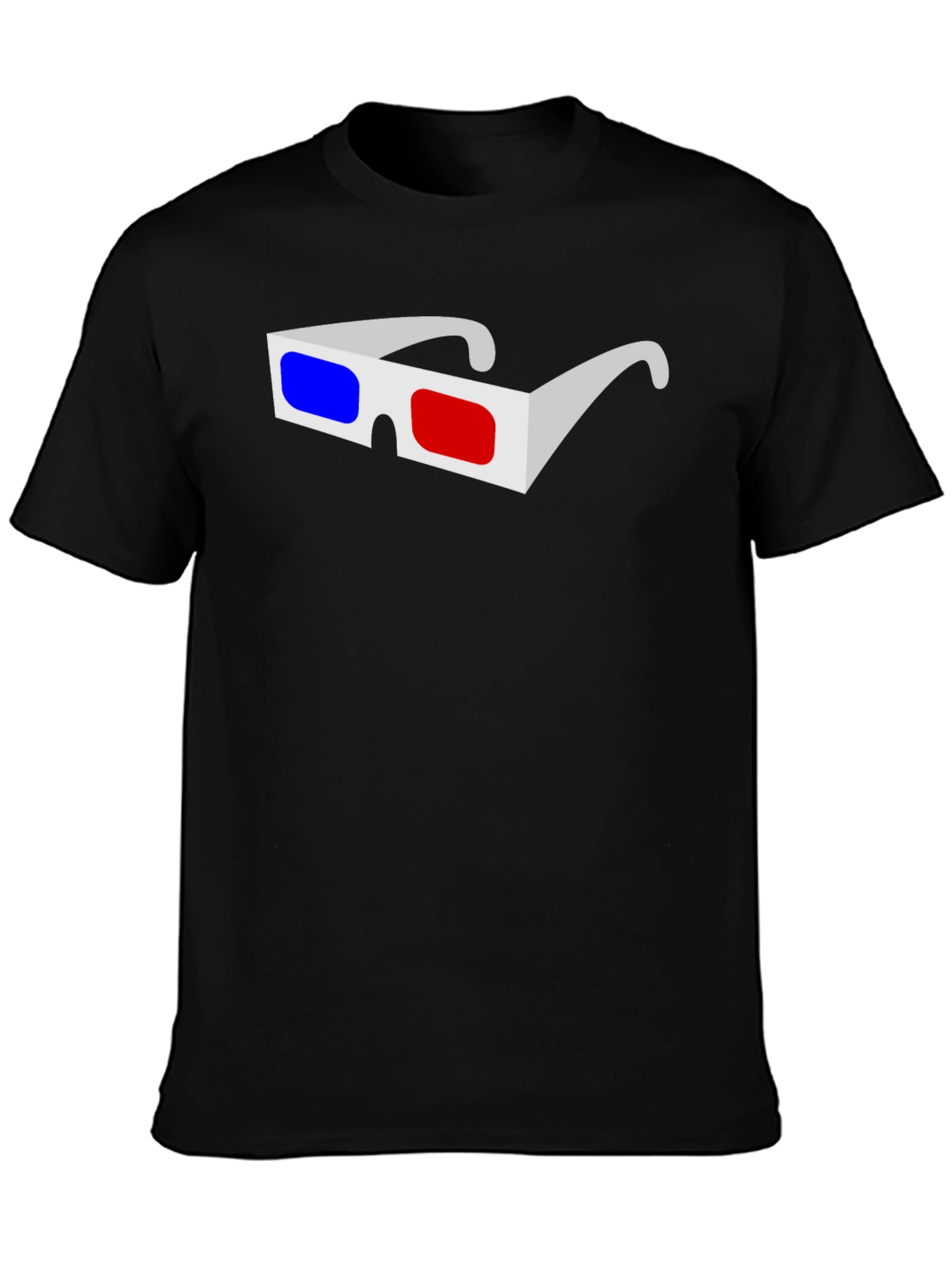 3D Glasses Graphic Black T-Shirt
