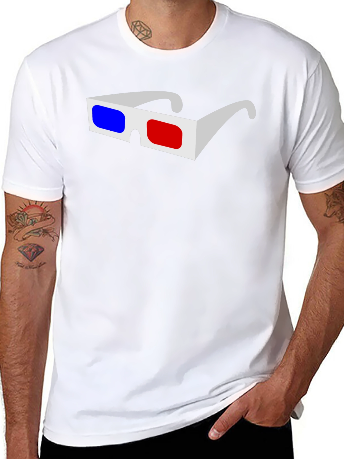 3D Glasses Graphic Black T-Shirt