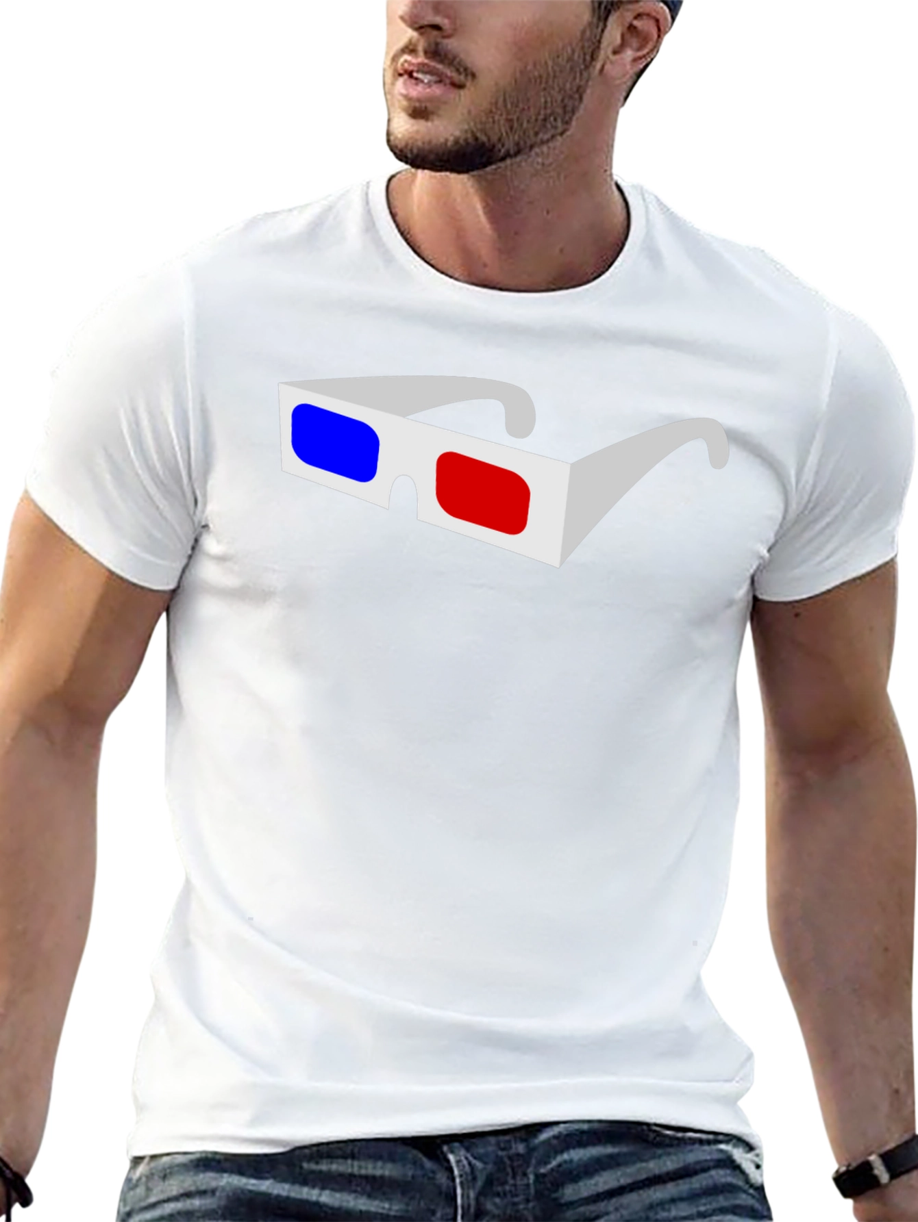 3D Glasses Graphic Black T-Shirt