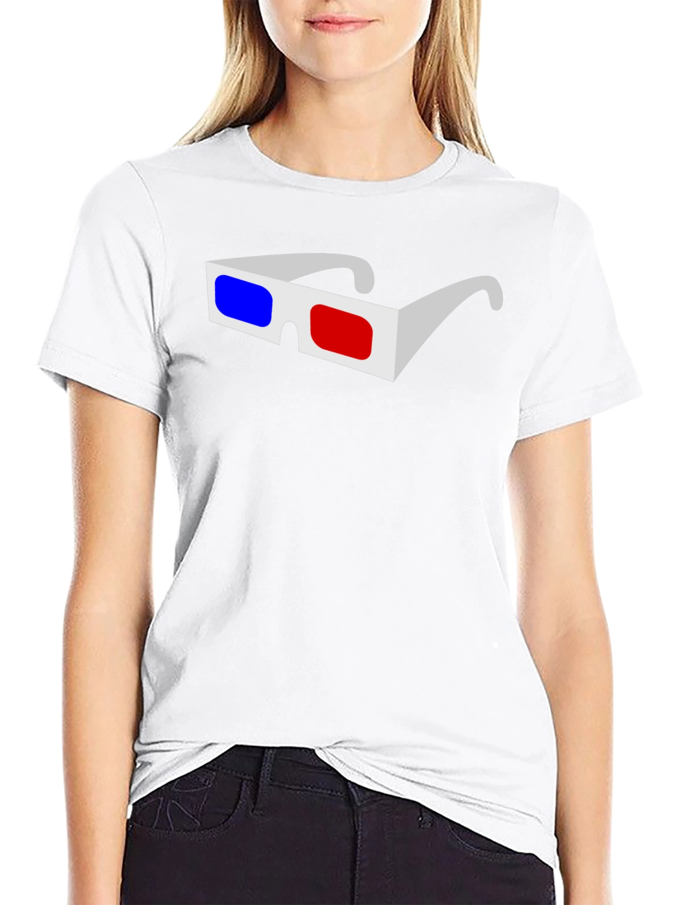 3D Glasses Graphic Black T-Shirt