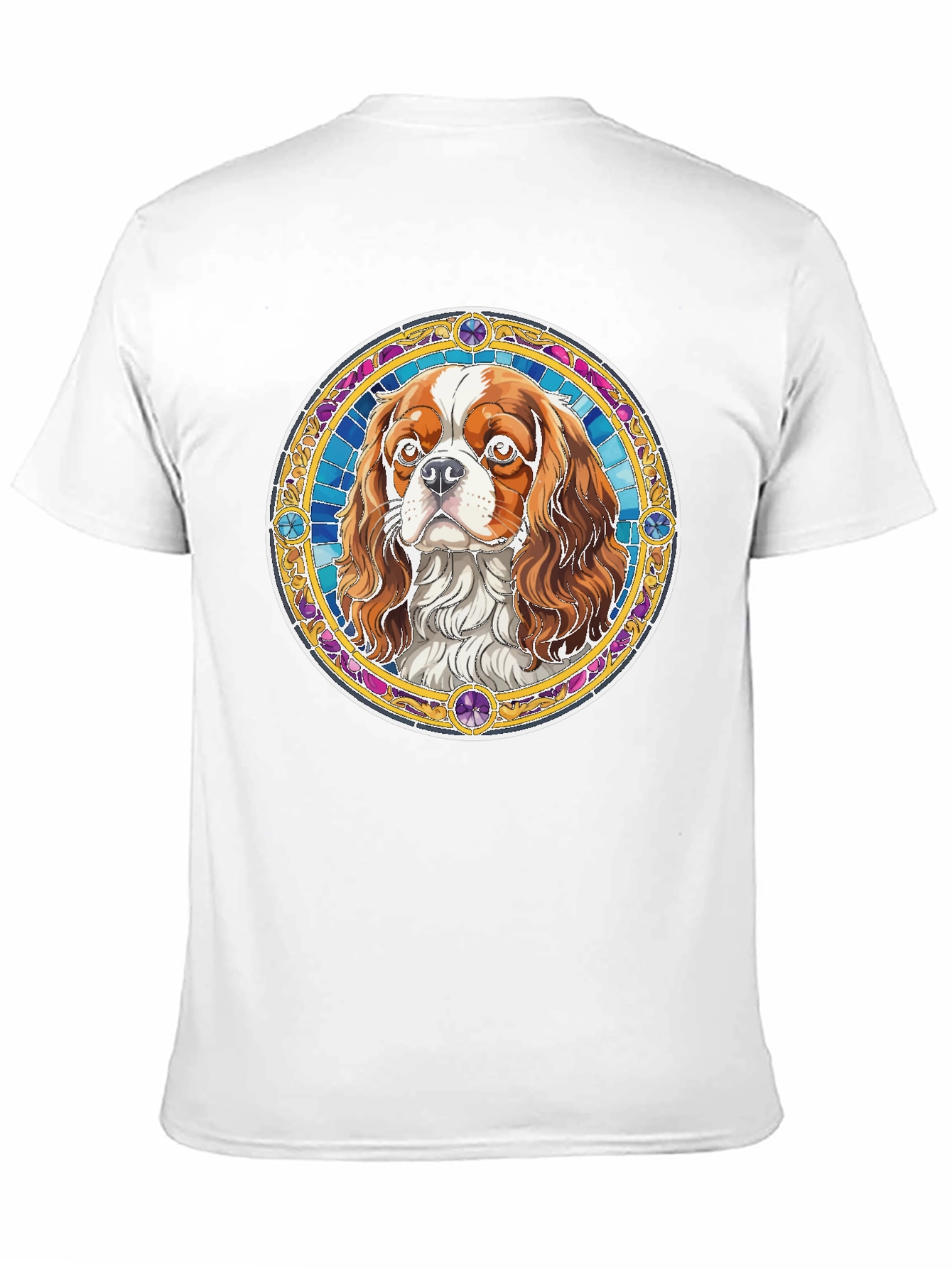 Cavalier King Charles Spaniel Stained Glass Style T-Shirt