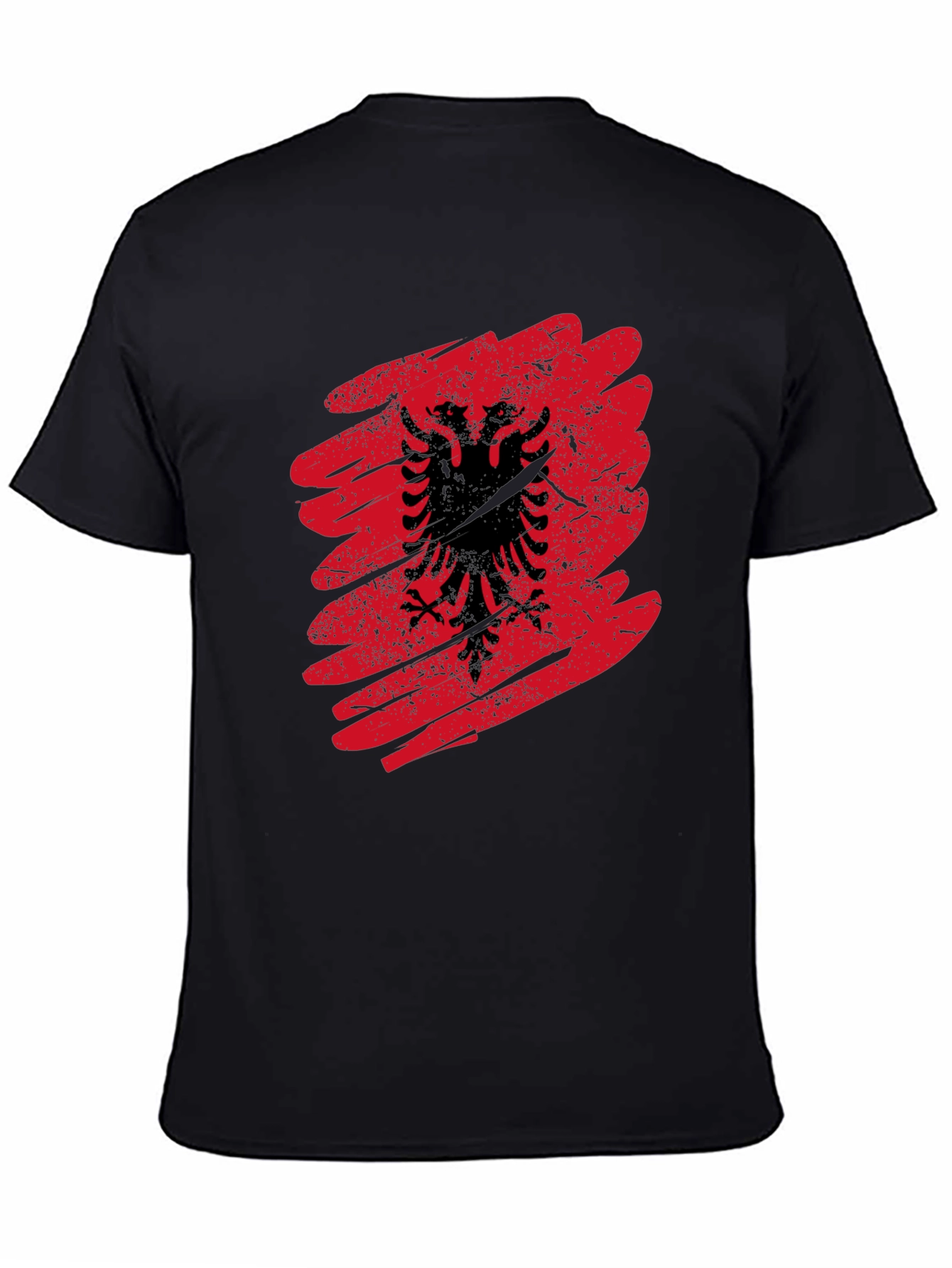Albania Flag Graphic Tee - Mens Black T-Shirt