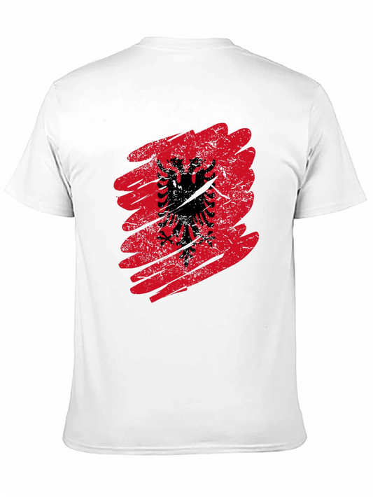 Albania Flag Graphic Tee - Mens Black T-Shirt