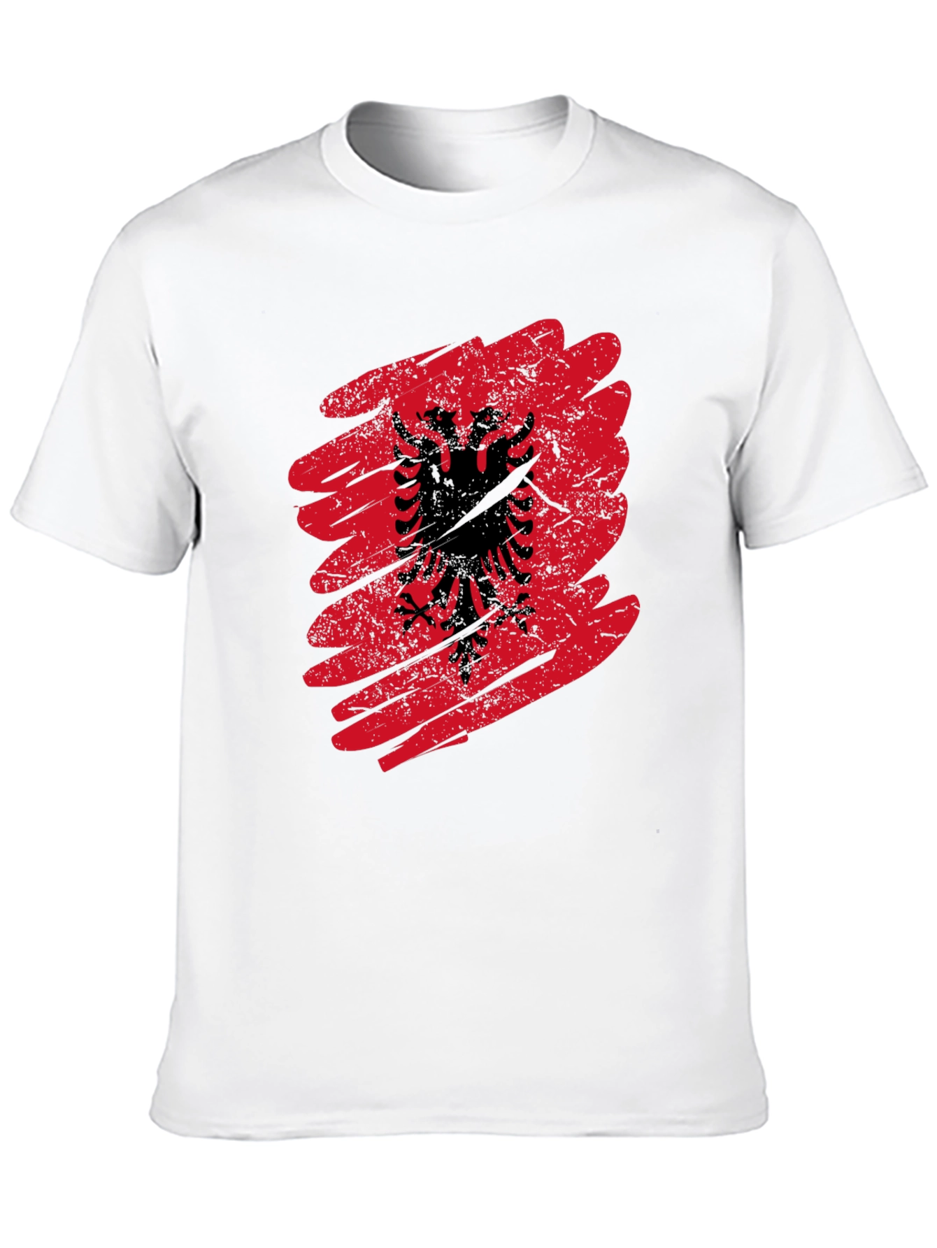 Albania Flag Graphic Tee - Mens Black T-Shirt