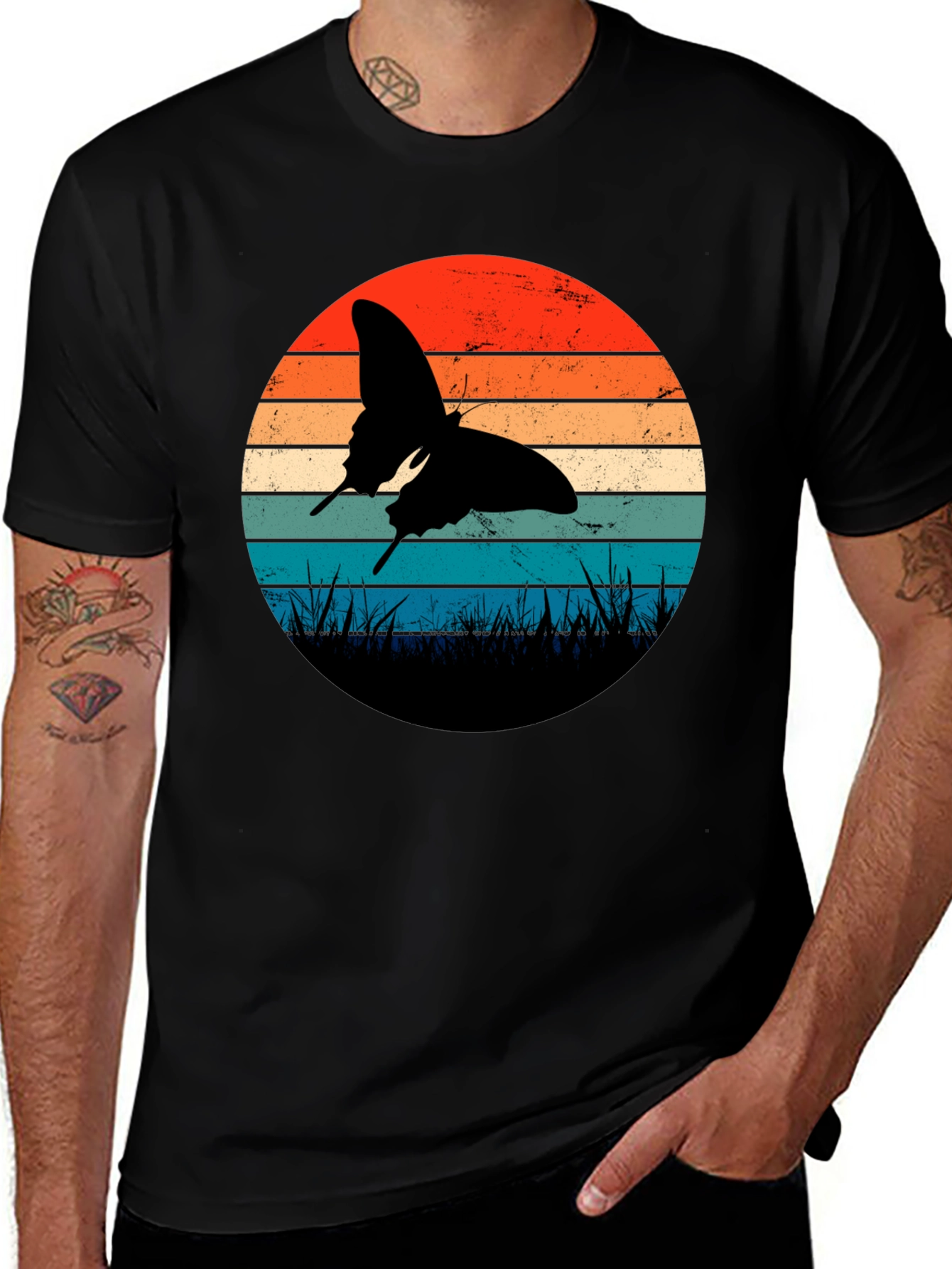 Retro Butterfly Sunset Graphic Tee