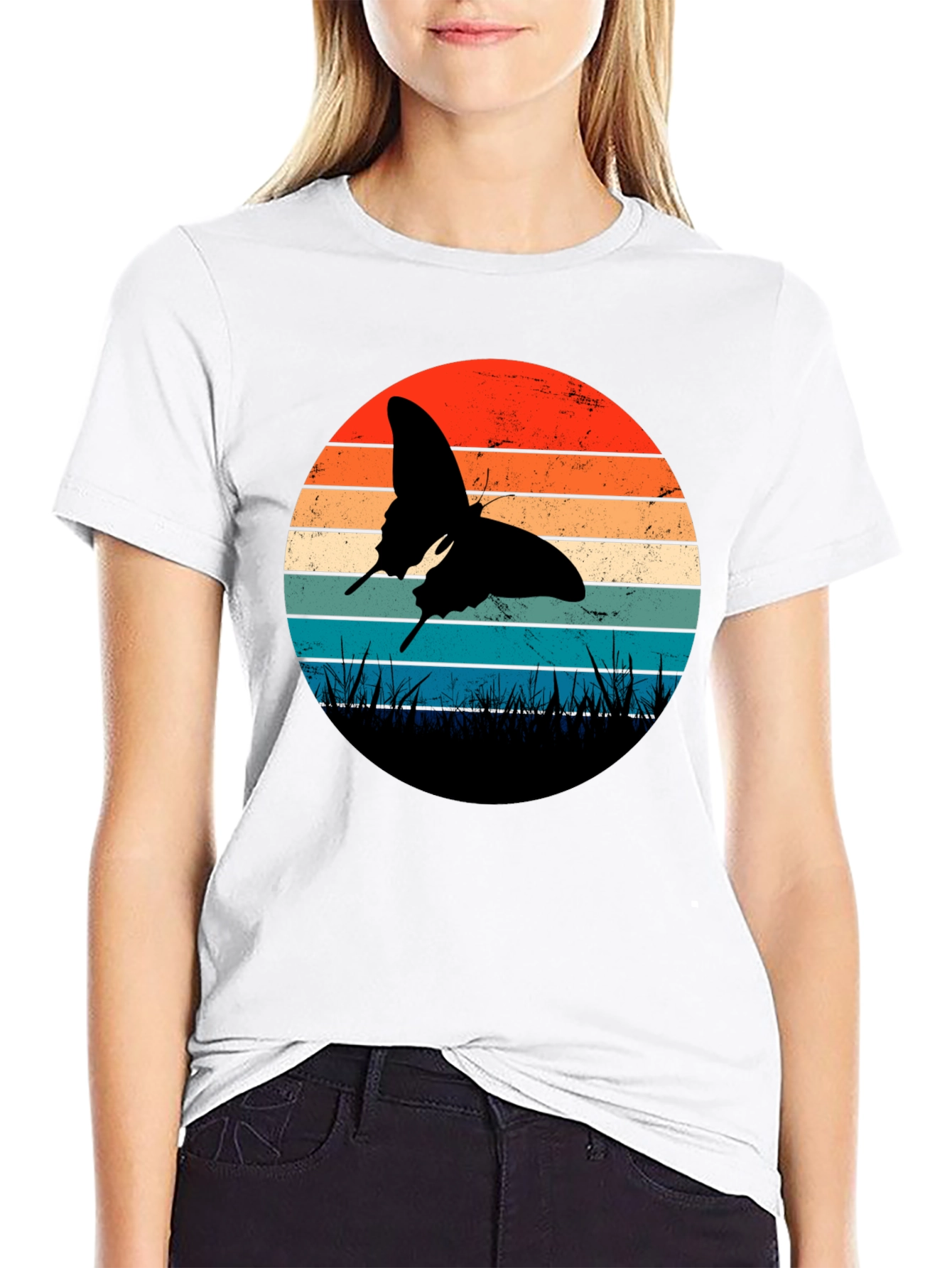 Retro Butterfly Sunset Graphic Tee