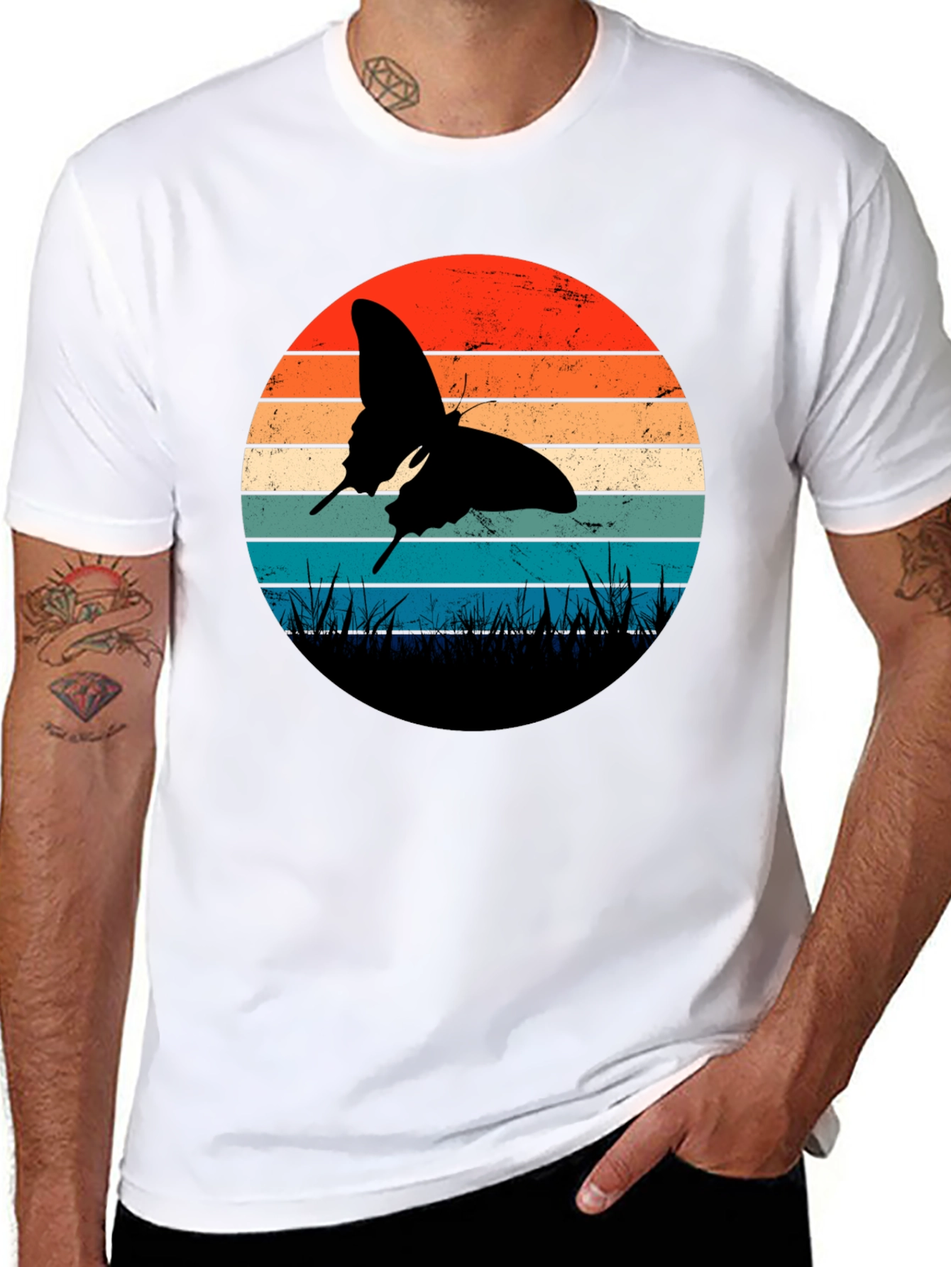 Retro Butterfly Sunset Graphic Tee