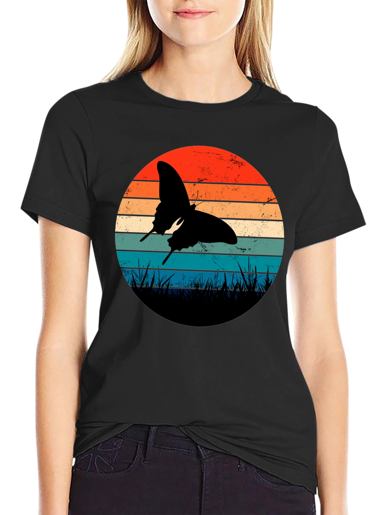 Retro Butterfly Sunset Graphic Tee