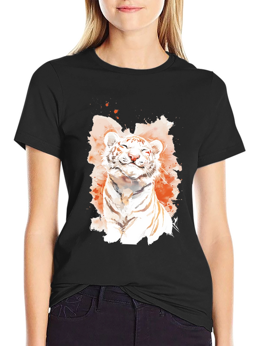 Watercolor Tiger Cub Tee - Black Cotton Shirt