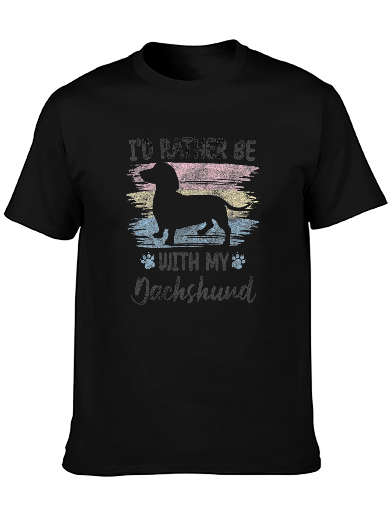 Id Rather Be With My Dachshund Black T-Shirt