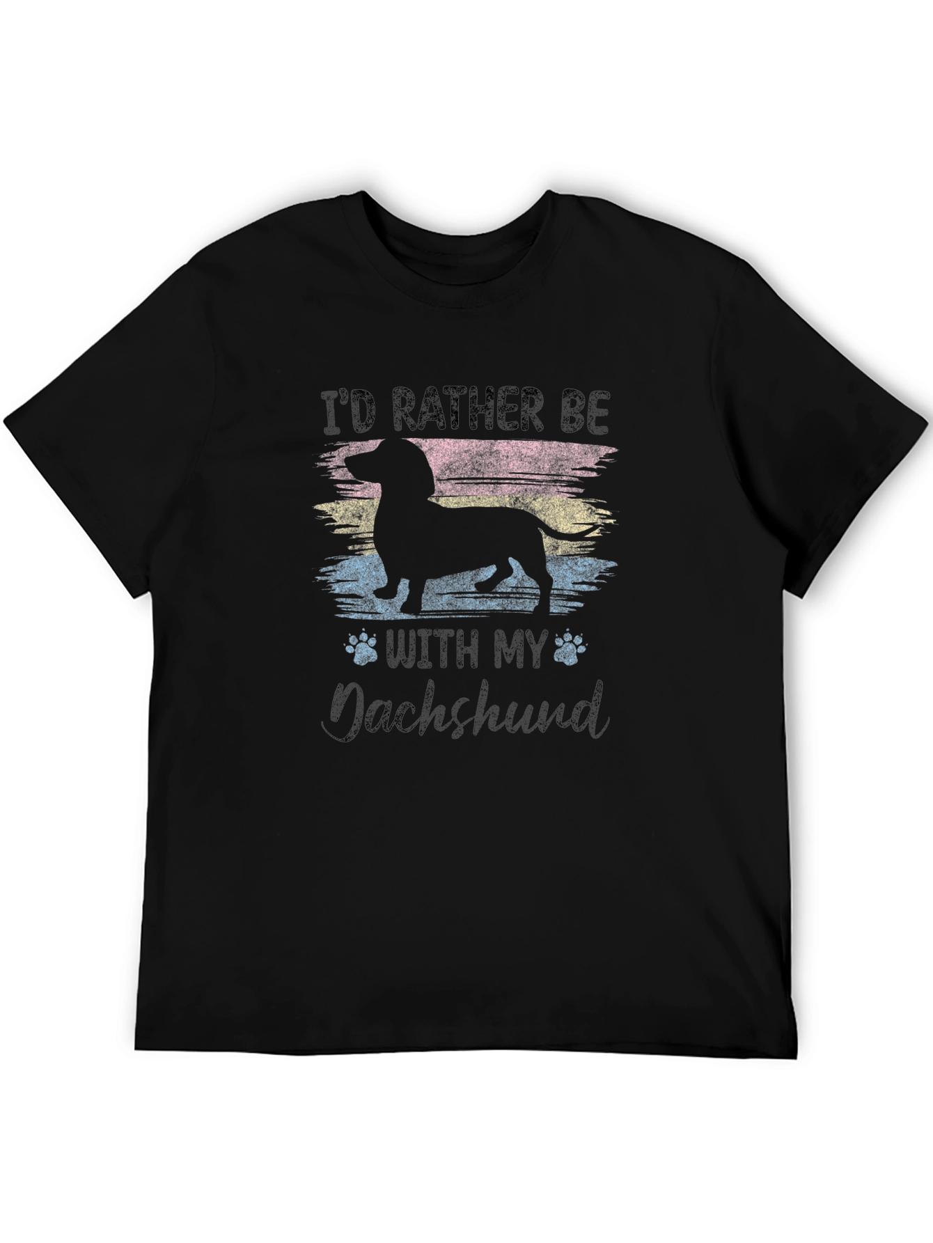 Id Rather Be With My Dachshund Black T-Shirt