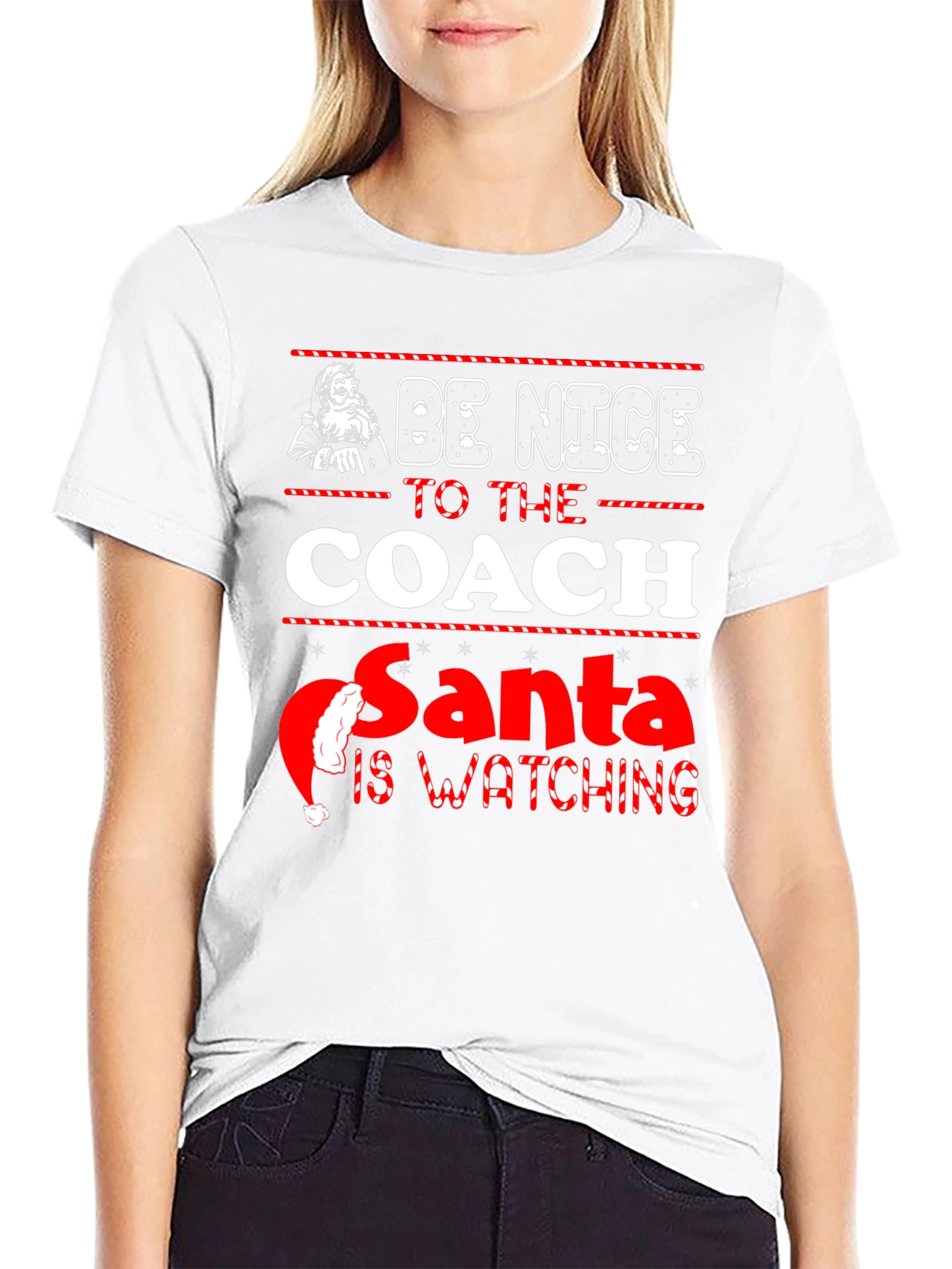 Be Nice to the Coach Santa T-Shirt