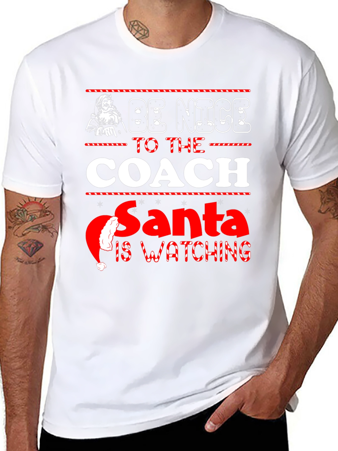 Be Nice to the Coach Santa T-Shirt