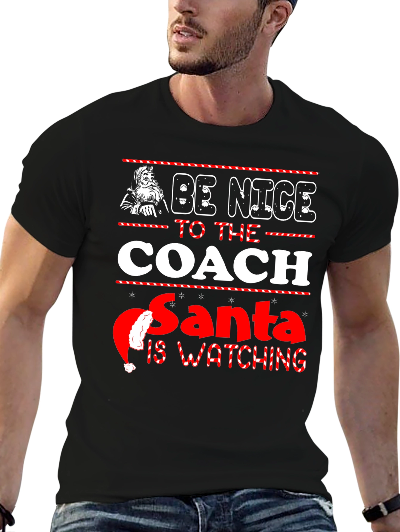 Be Nice to the Coach Santa T-Shirt