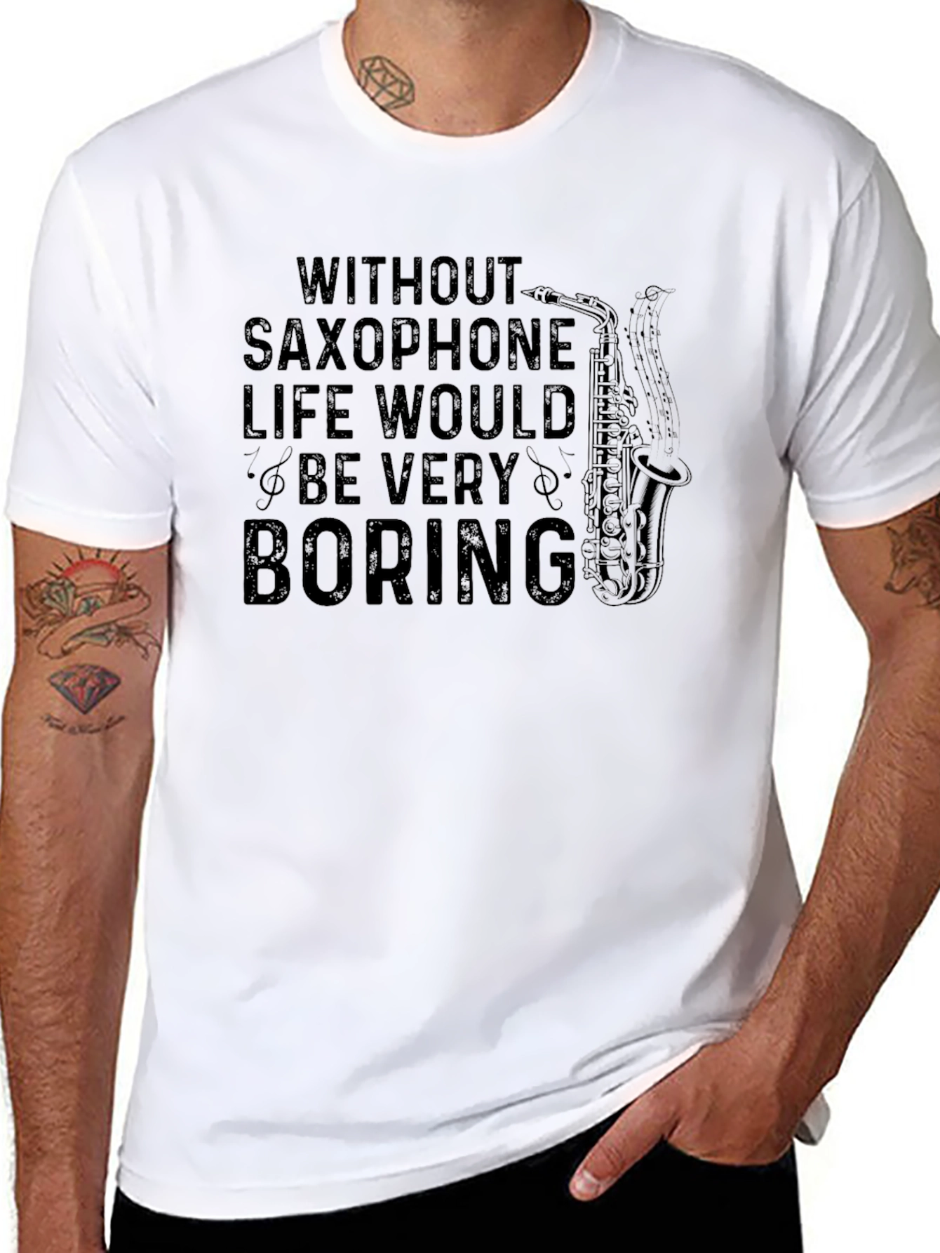 Saxophone Lover Black T-Shirt - Music is Life!