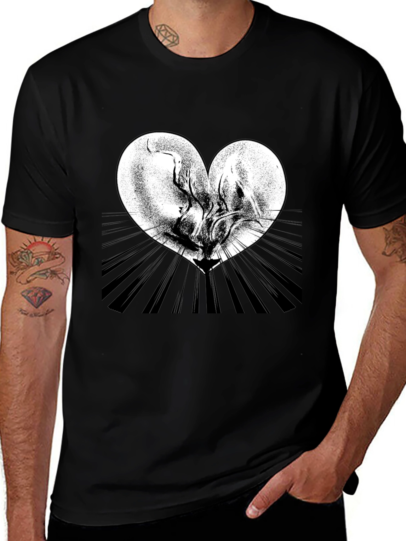 Heart Graphic Tee - Artistic Black T-Shirt