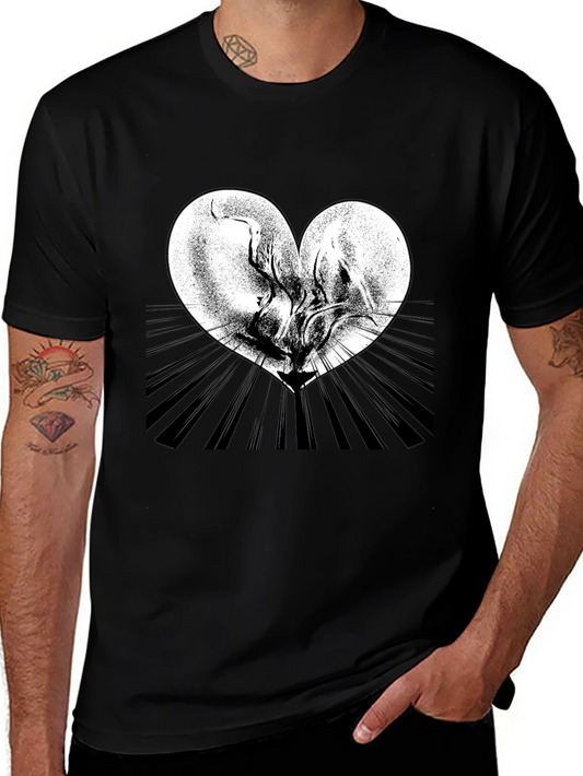 Heart Graphic Tee - Artistic Black T-Shirt