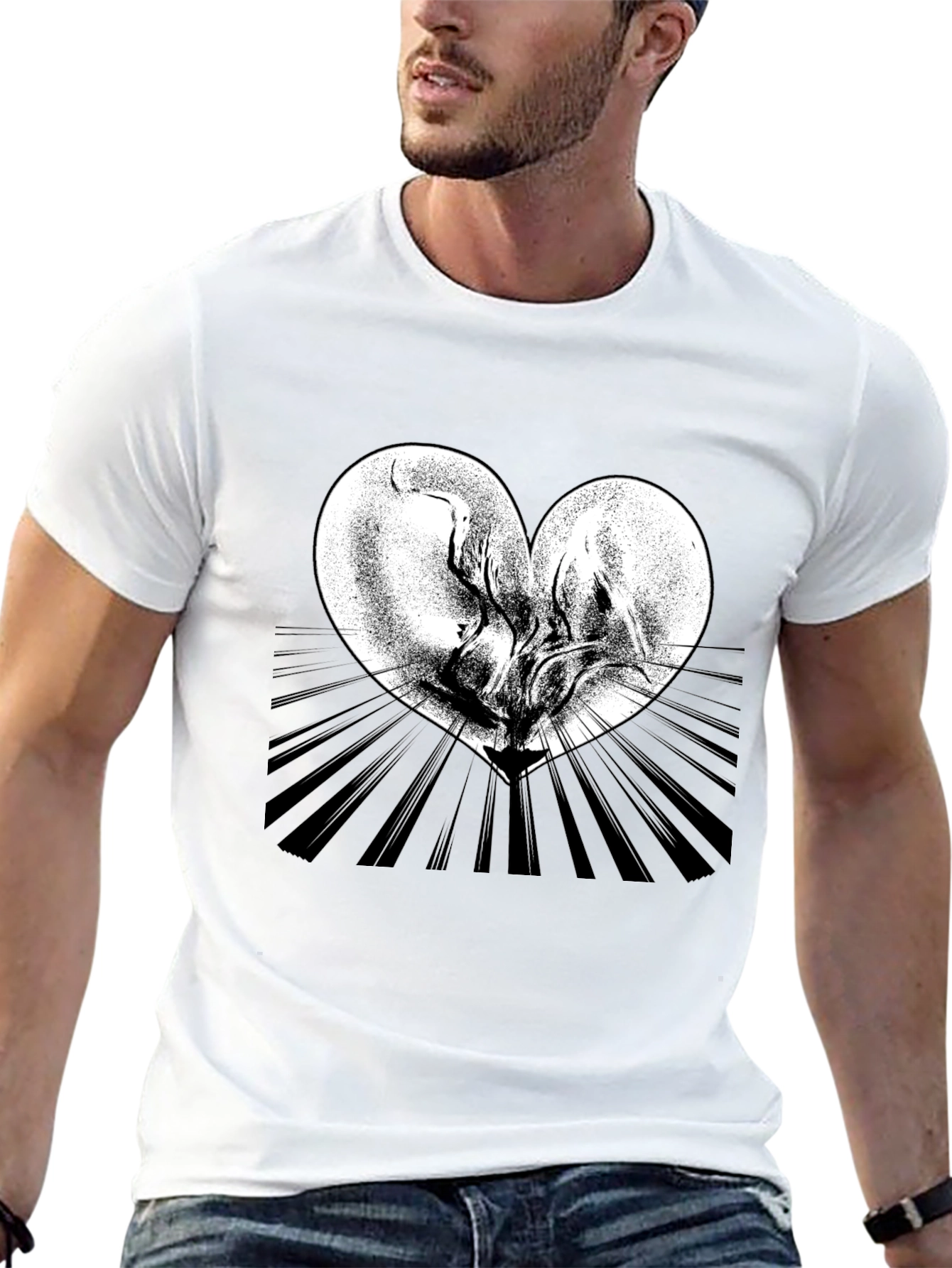 Heart Graphic Tee - Artistic Black T-Shirt