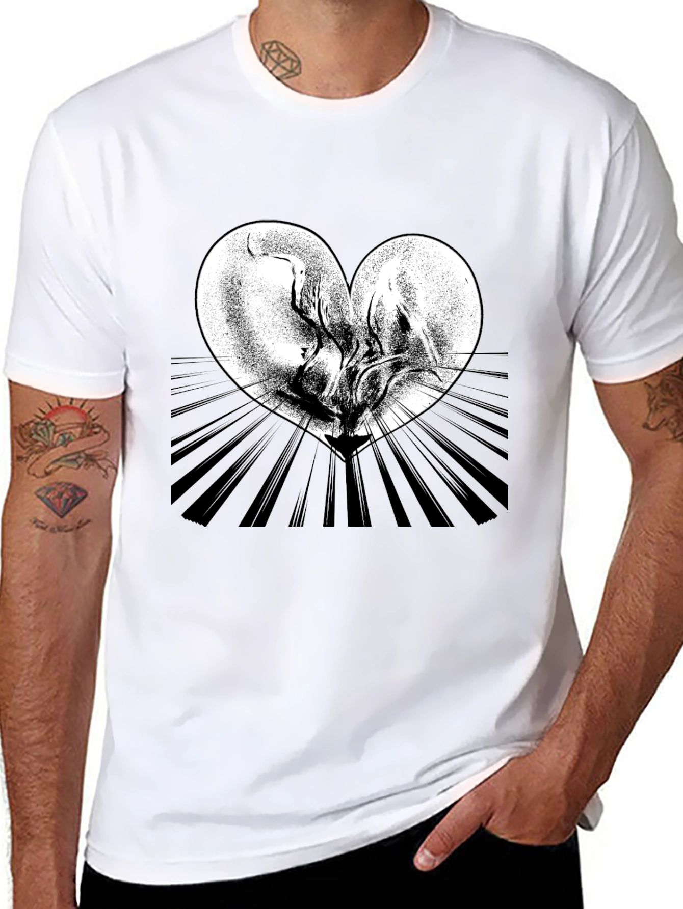 Heart Graphic Tee - Artistic Black T-Shirt