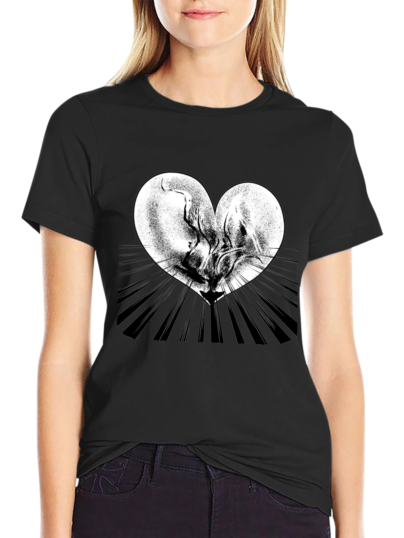 Heart Graphic Tee - Artistic Black T-Shirt