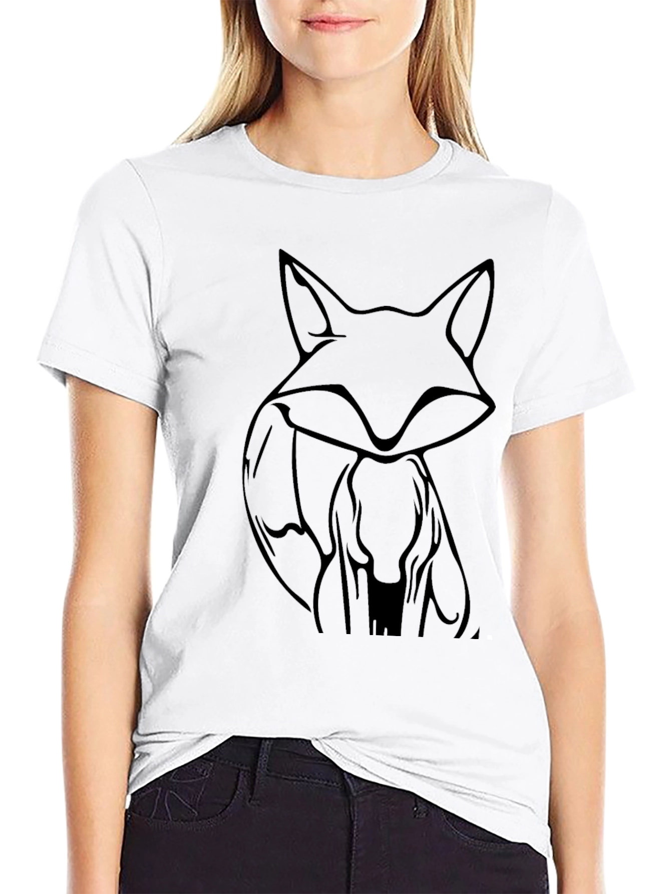 Stylish Fox Graphic Black T-Shirt