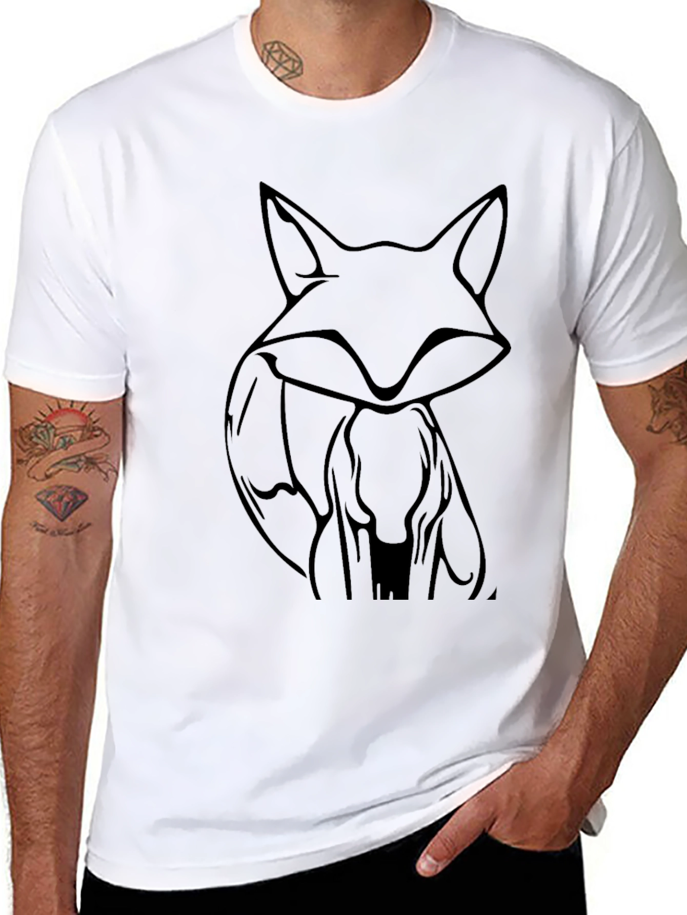Stylish Fox Graphic Black T-Shirt