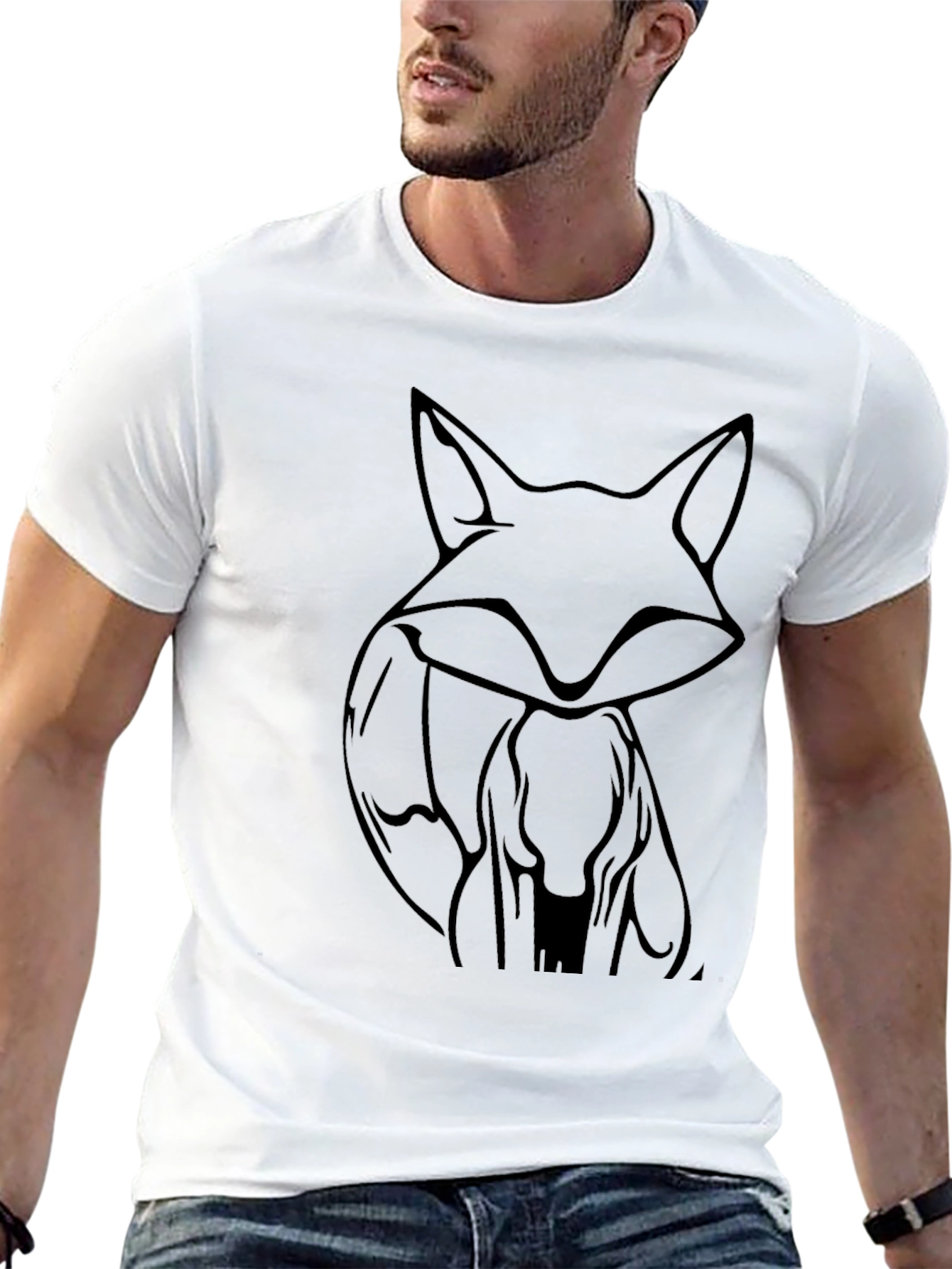 Stylish Fox Graphic Black T-Shirt