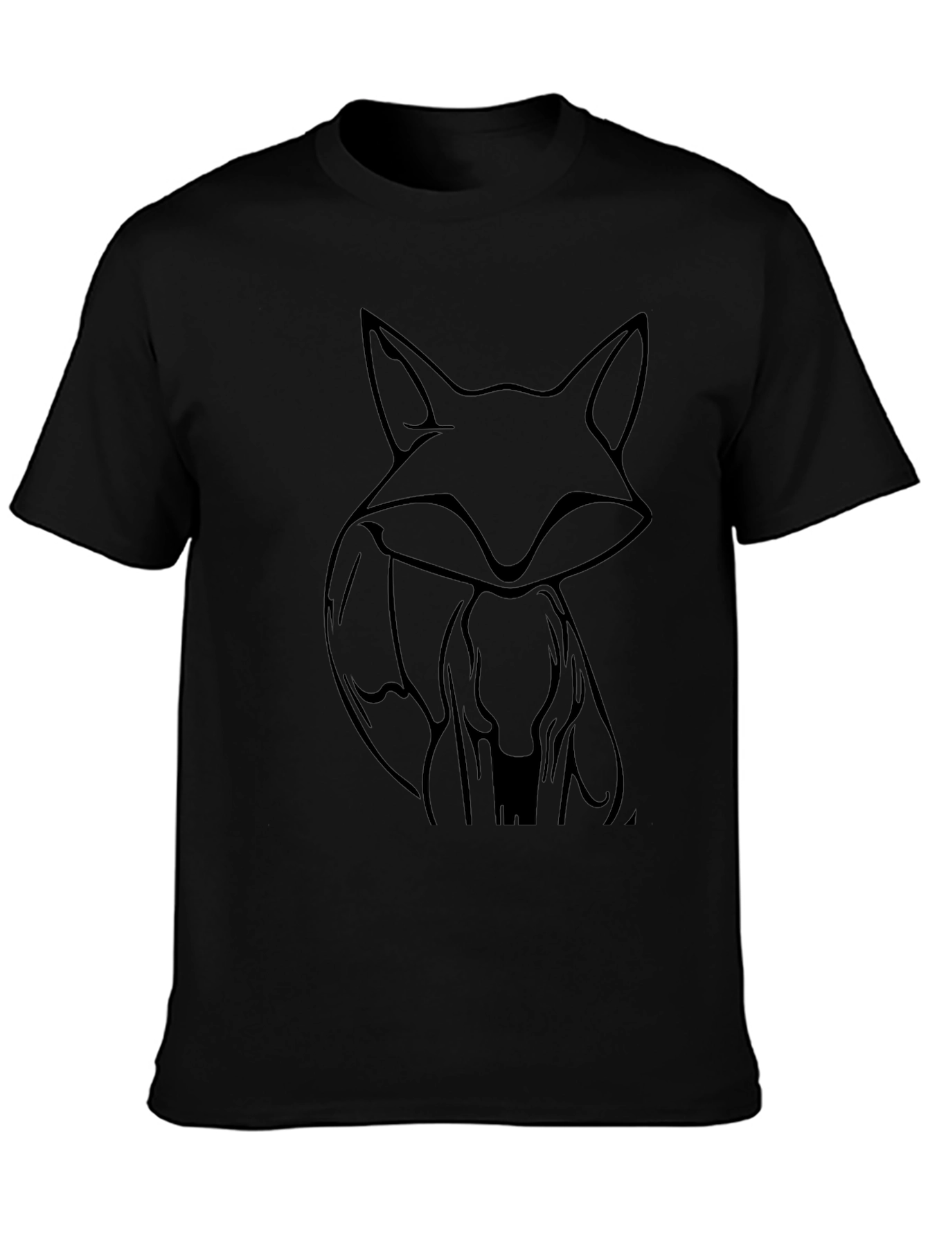 Stylish Fox Graphic Black T-Shirt