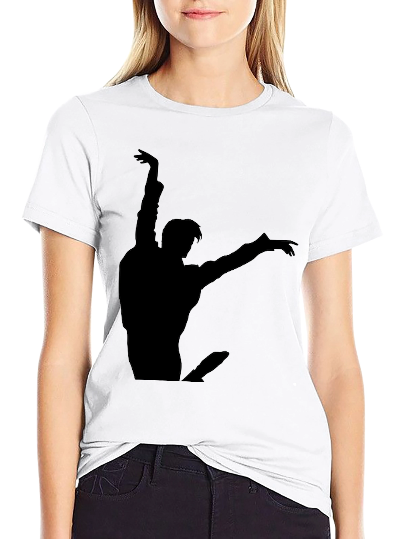 Ballet Dancer Graphic Tee - Black Cotton Casual T-Shirt