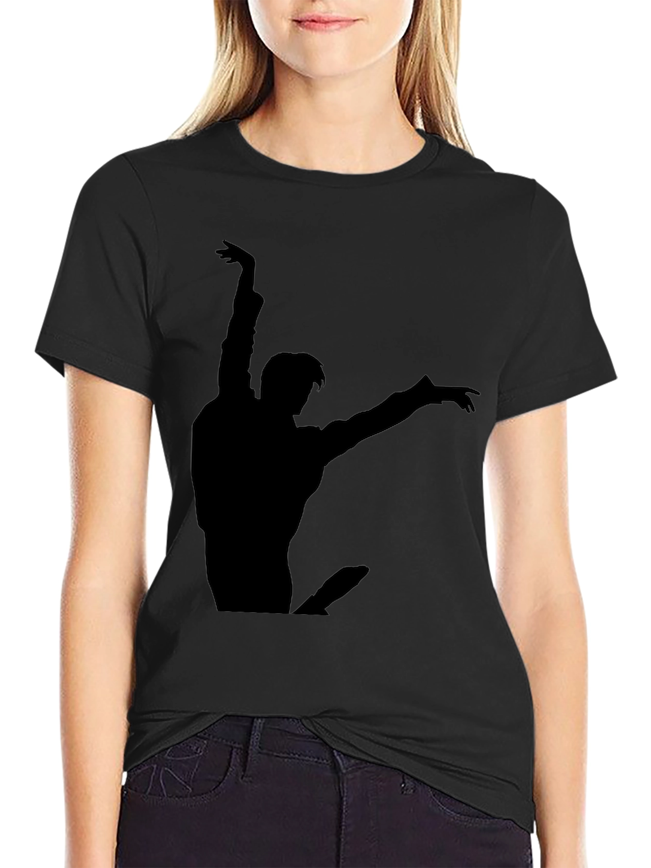 Ballet Dancer Graphic Tee - Black Cotton Casual T-Shirt
