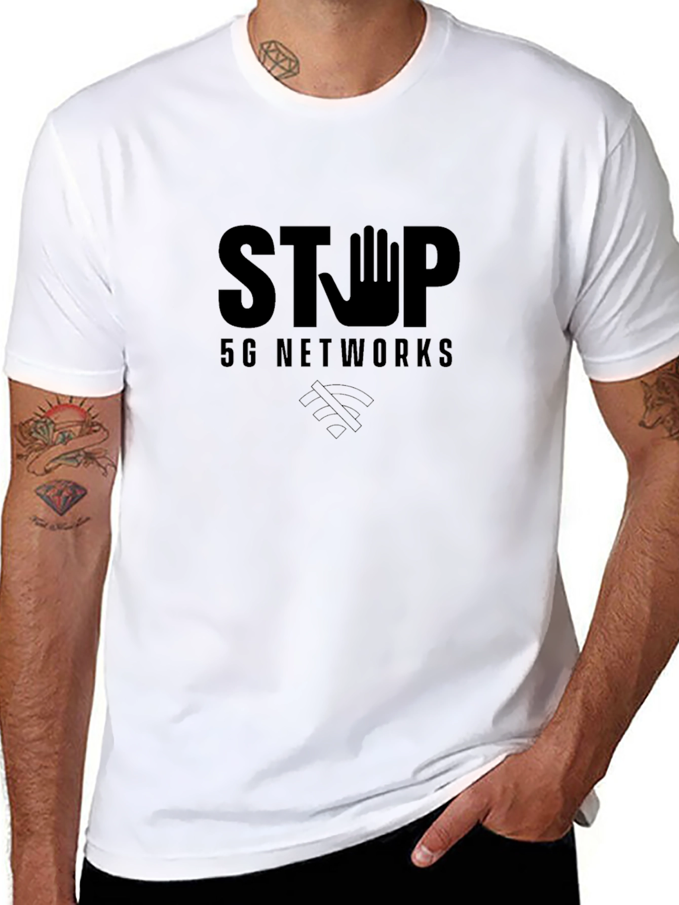 Stop 5G Networks Black Graphic Tee