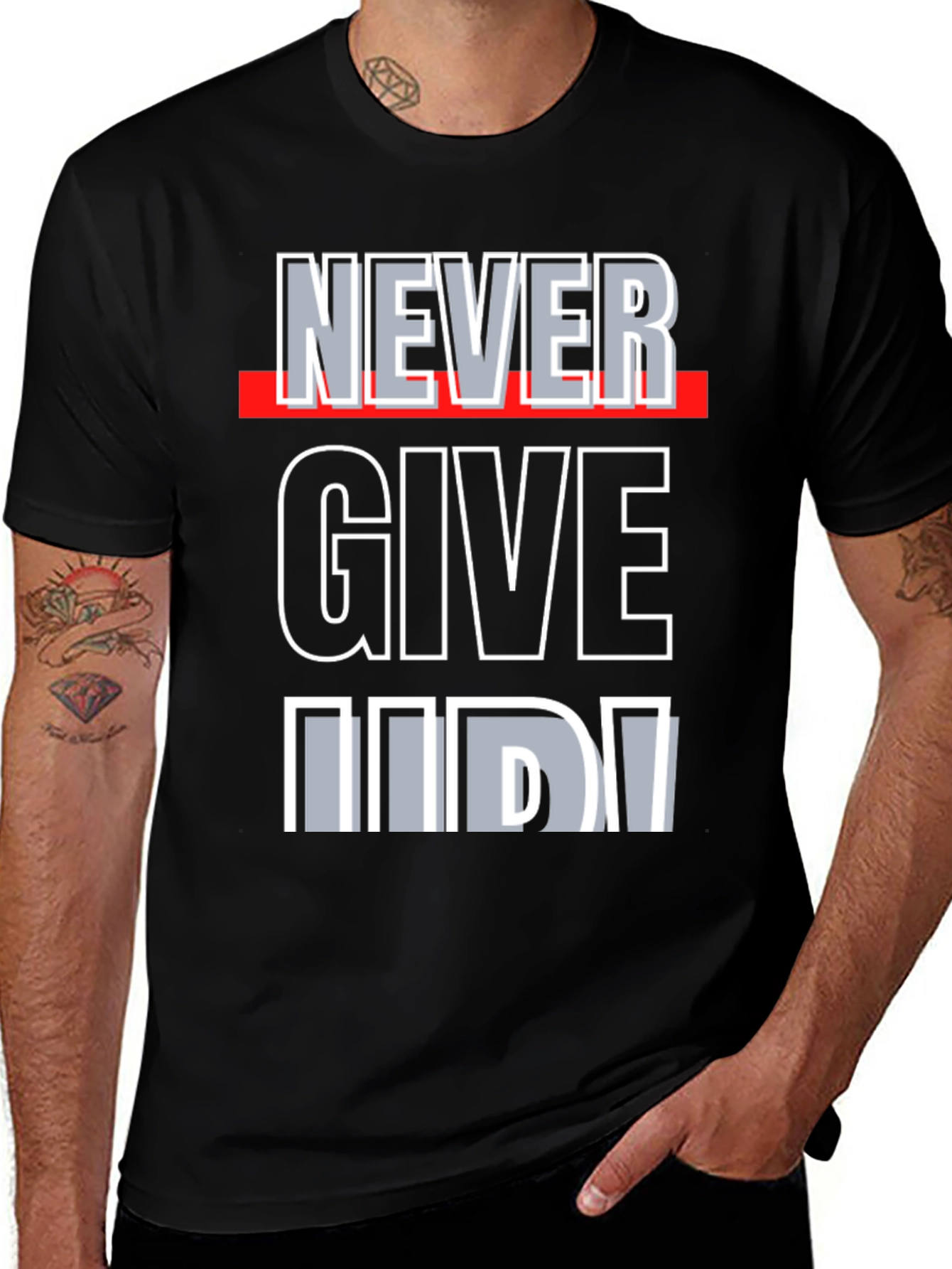 Never Give Up Graphic Tee - Motivational Shirt
