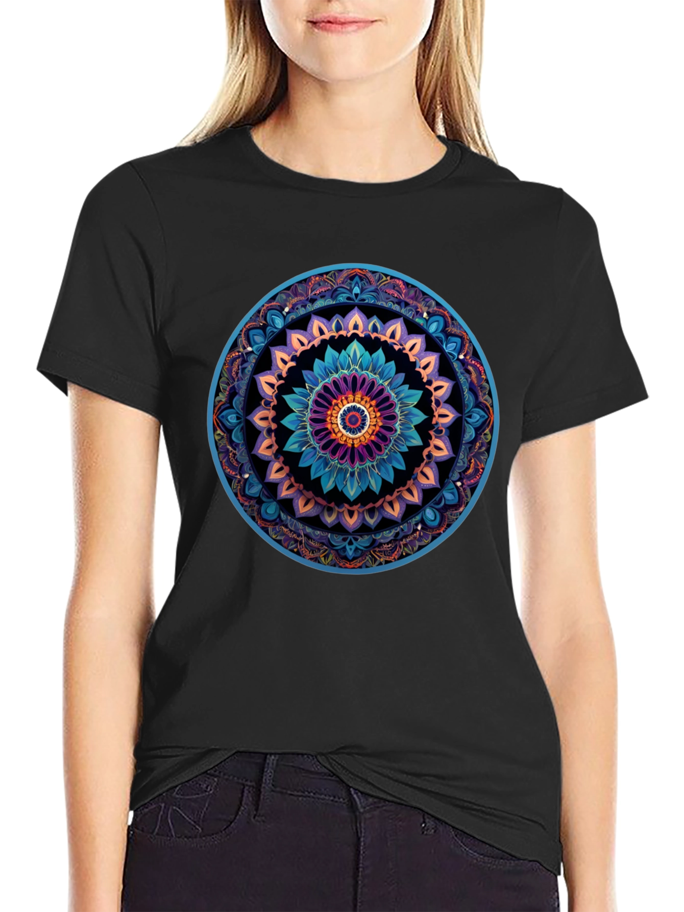 Mandala Graphic Print Black T-Shirt